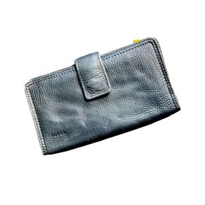 Fossil | Black Leather Checkbook Holder Wallet Change Purse